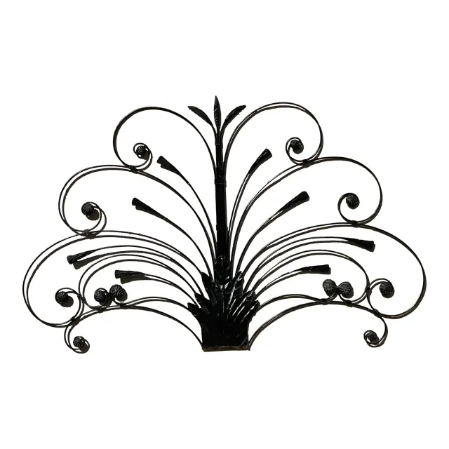 Mid 20th Century Vintage Boho Italian Wrought Iron Full Headboard — additional photo 1