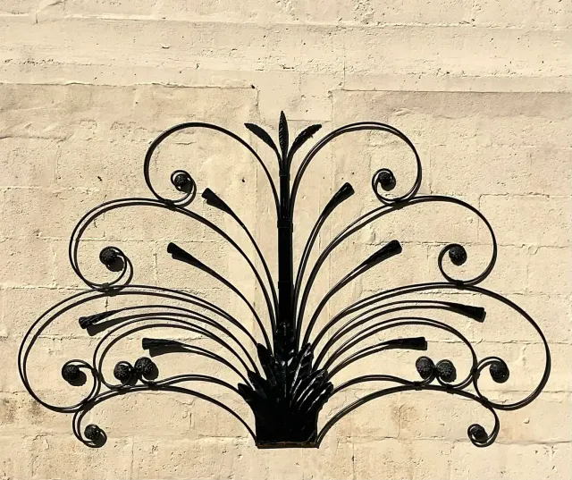 Mid 20th Century Vintage Boho Italian Wrought Iron Full Headboard — additional photo 4