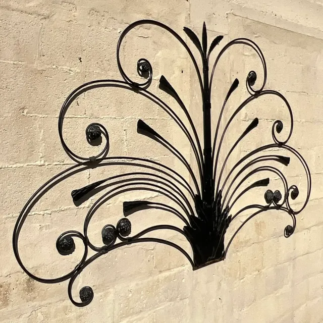 Mid 20th Century Vintage Boho Italian Wrought Iron Full Headboard — additional photo 6