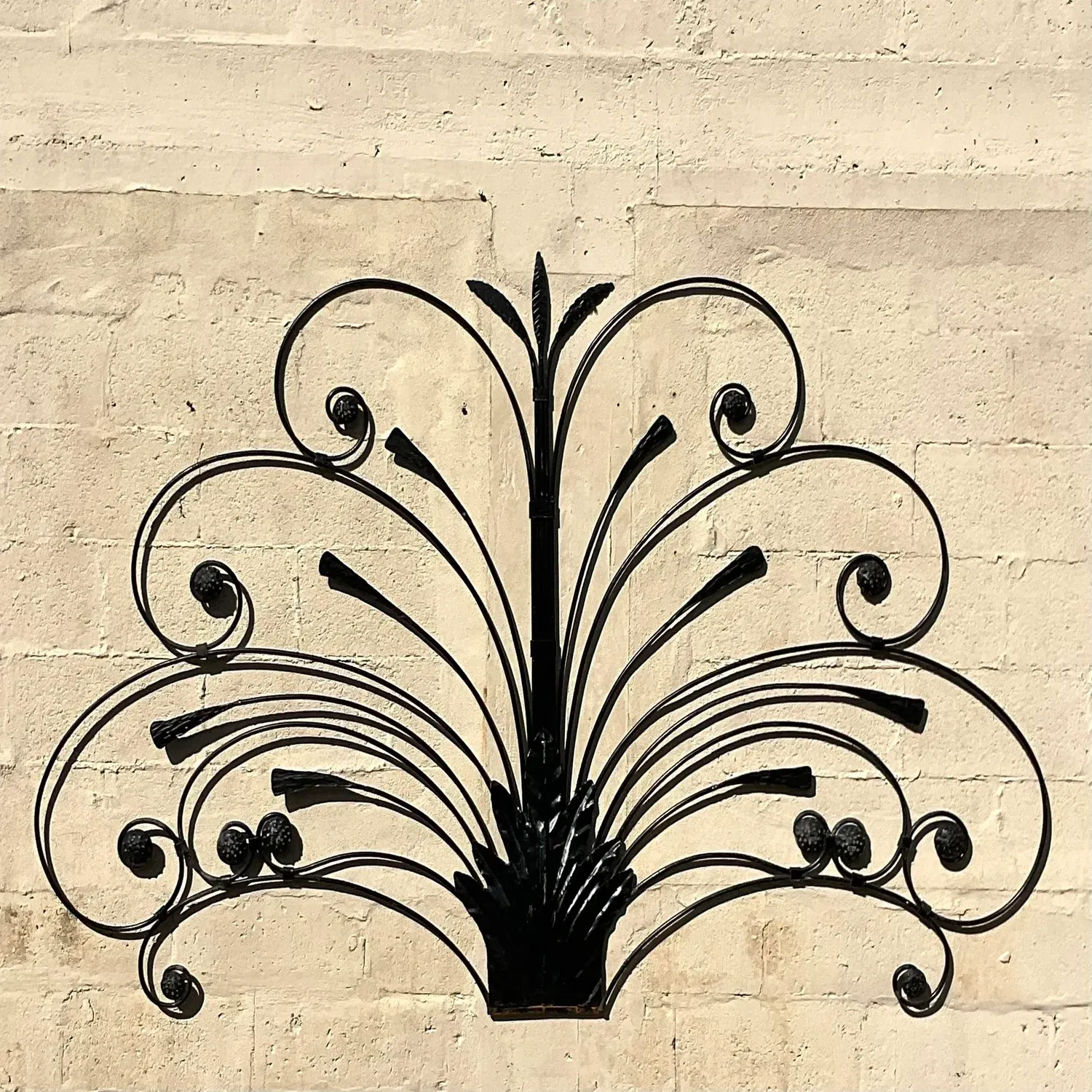 Mid 20th Century Vintage Boho Italian Wrought Iron Full Headboard — additional photo 8