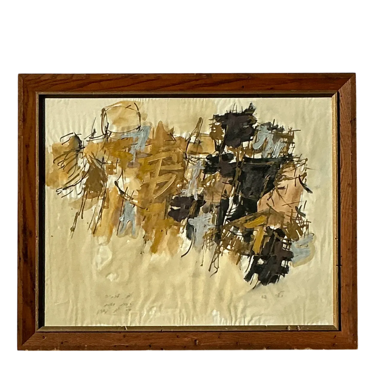 Mid 20th Century Vintage Boho Original Abstract Oil Painting on Paper