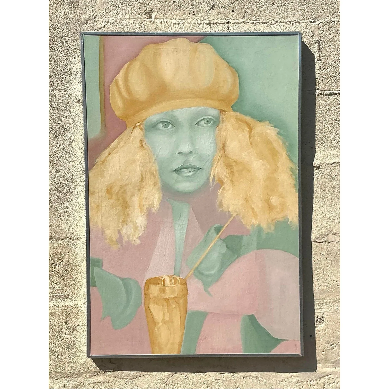Mid 20th Century Vintage Boho Original Oil Painting on Canvas — additional photo 3