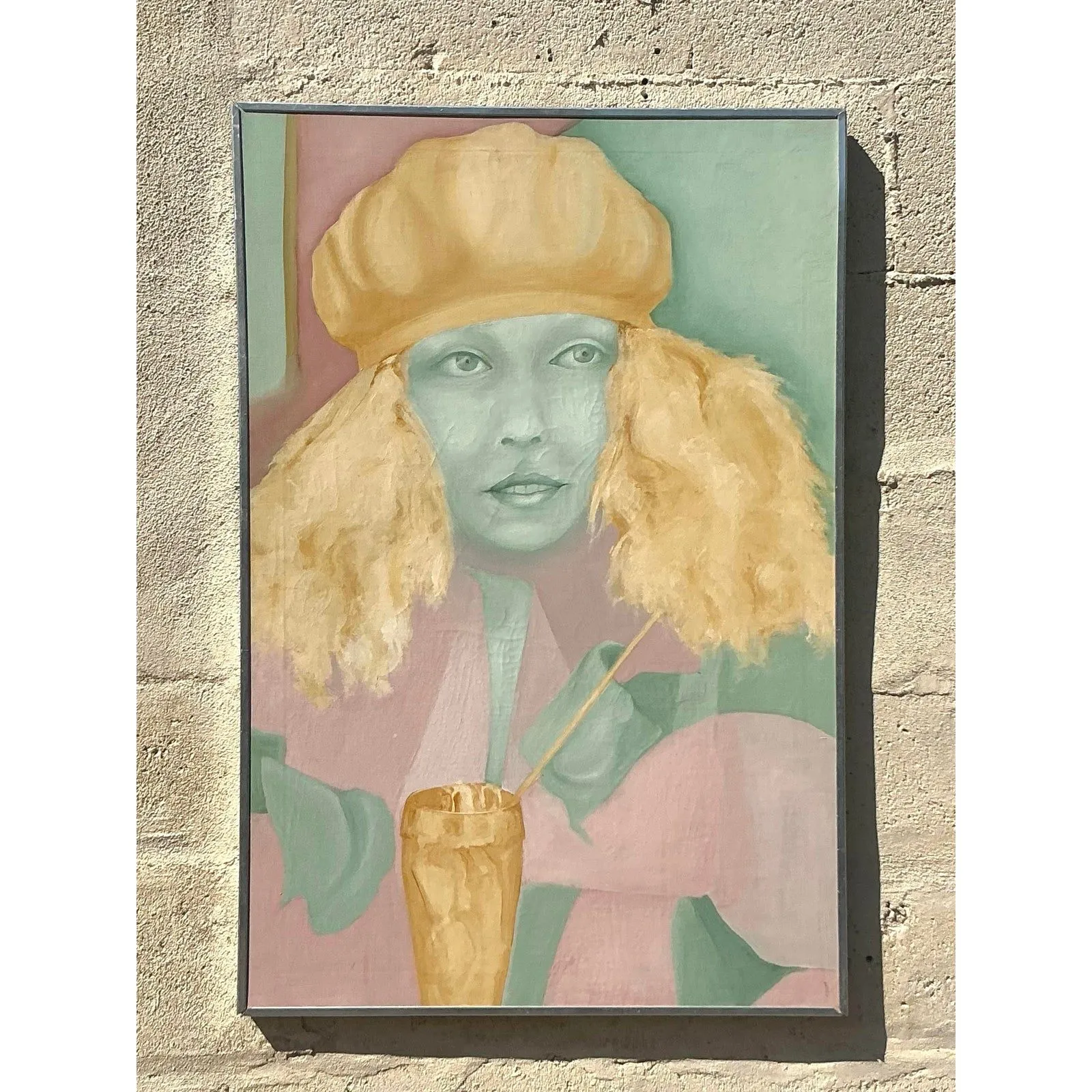 Mid 20th Century Vintage Boho Original Oil Painting on Canvas — additional photo 4