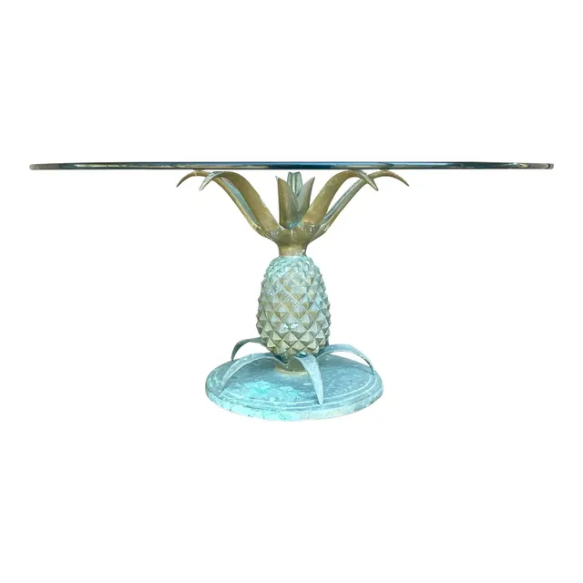 Mid 20th Century Vintage Boho Patinated Brass Pineapple Coffee Table — additional photo 1