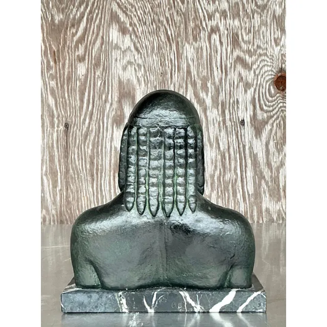 Mid 20th Century Vintage Boho Patinated Plaster Bust of Man — additional photo 4