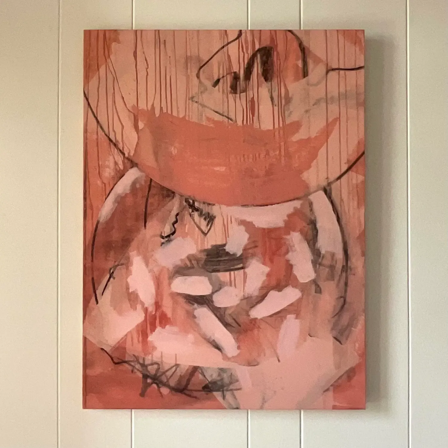 Mid 20th Century Vintage Boho Signed Abstract Original Oil Painting on Canvas — additional photo 2