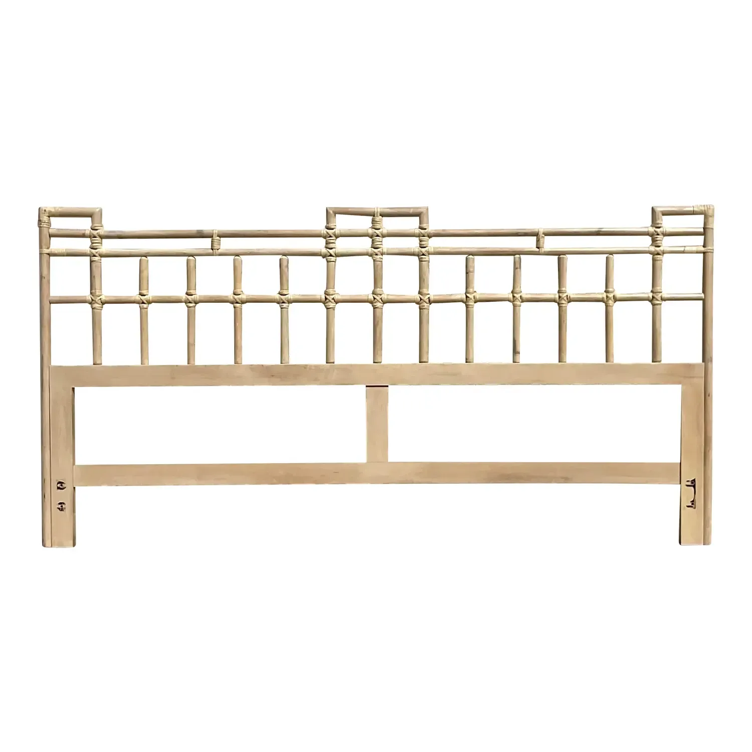 Mid 20th Century Vintage Coastal Rattan King Headboard — additional photo 1