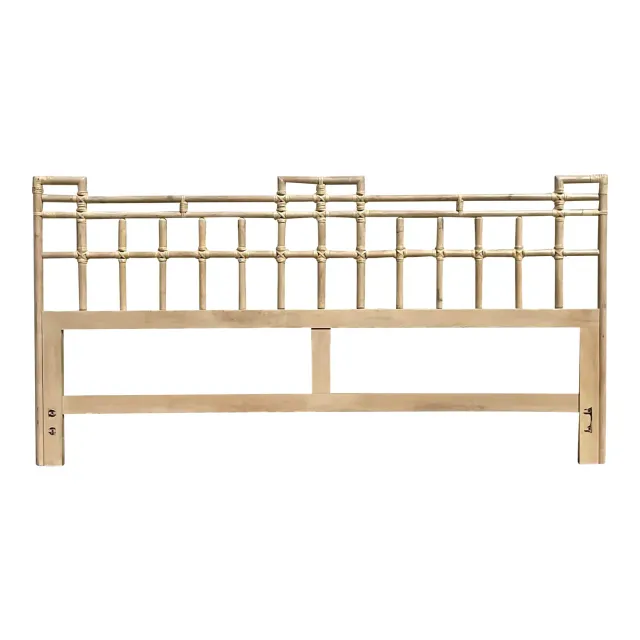 Mid 20th Century Vintage Coastal Rattan King Headboard — additional photo 1