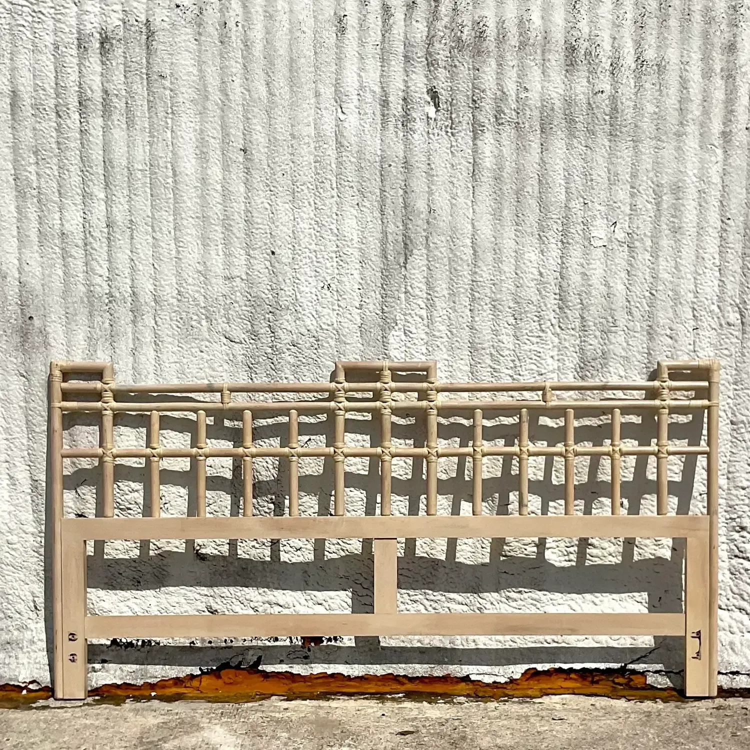 Mid 20th Century Vintage Coastal Rattan King Headboard — additional photo 2