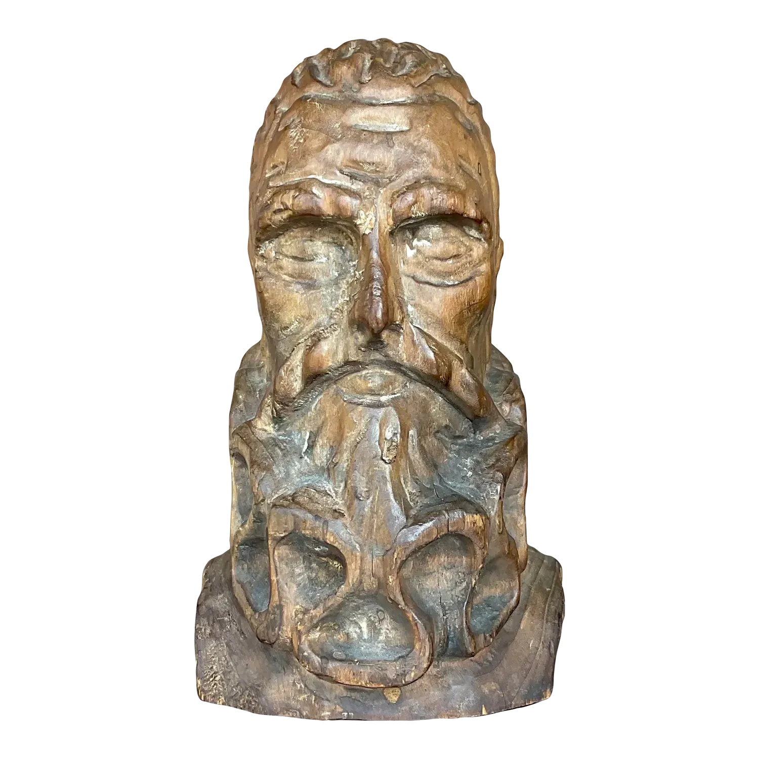 Mid 20th Century Vintage Hand Carved Bust of Man — additional photo 2