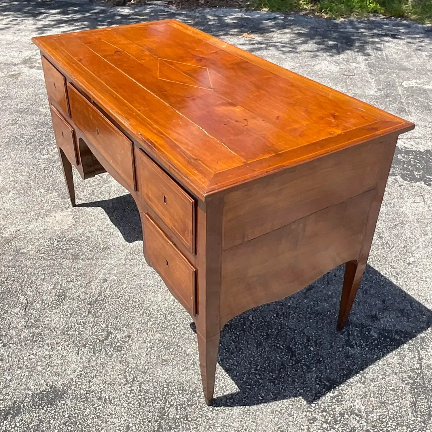 Mid 20th Century Vintage Italian Inlay Partners Desk — additional photo 3