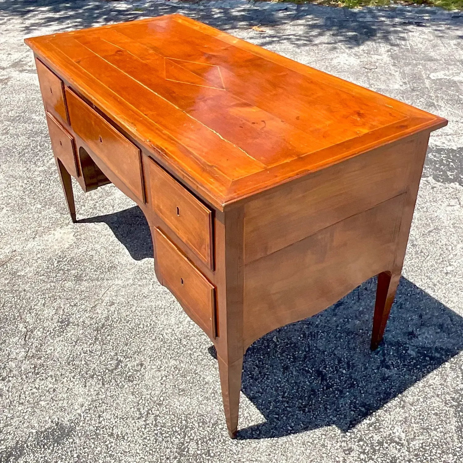 Mid 20th Century Vintage Italian Inlay Partners Desk — additional photo 4