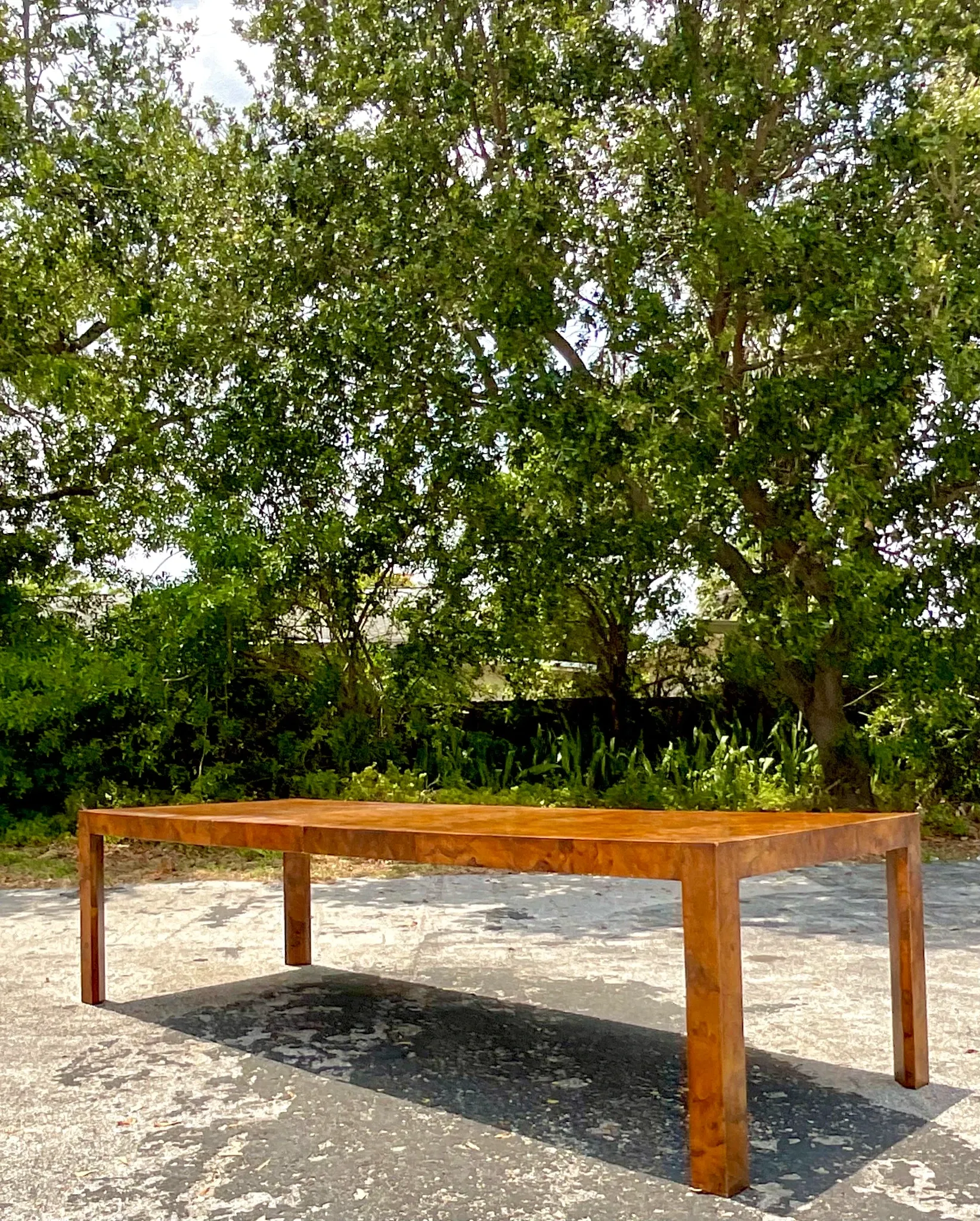 Mid 20th Century Vintage Italian Olive Burl Wood Extendable Dining Table — additional photo 1