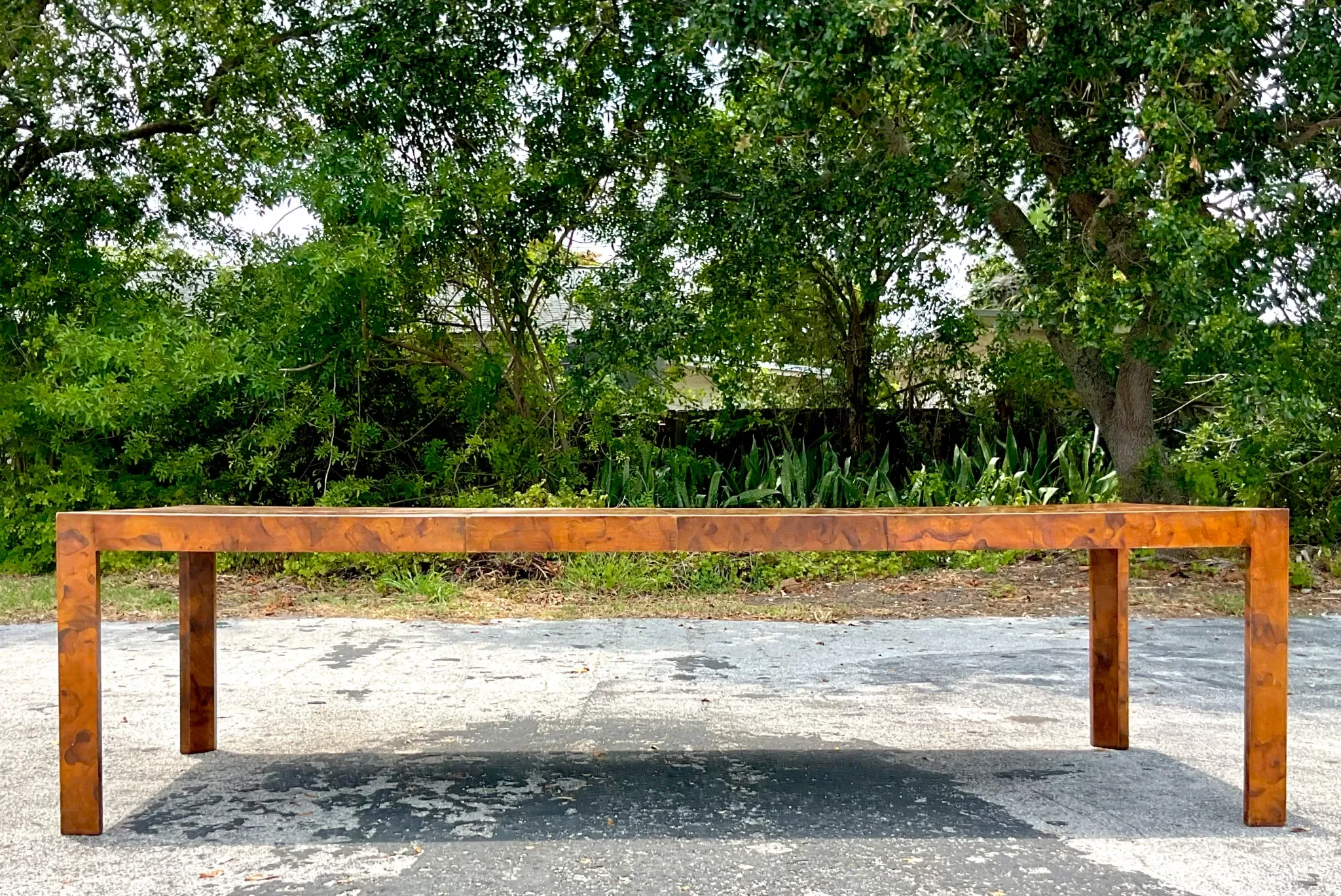 Mid 20th Century Vintage Italian Olive Burl Wood Extendable Dining Table — additional photo 3