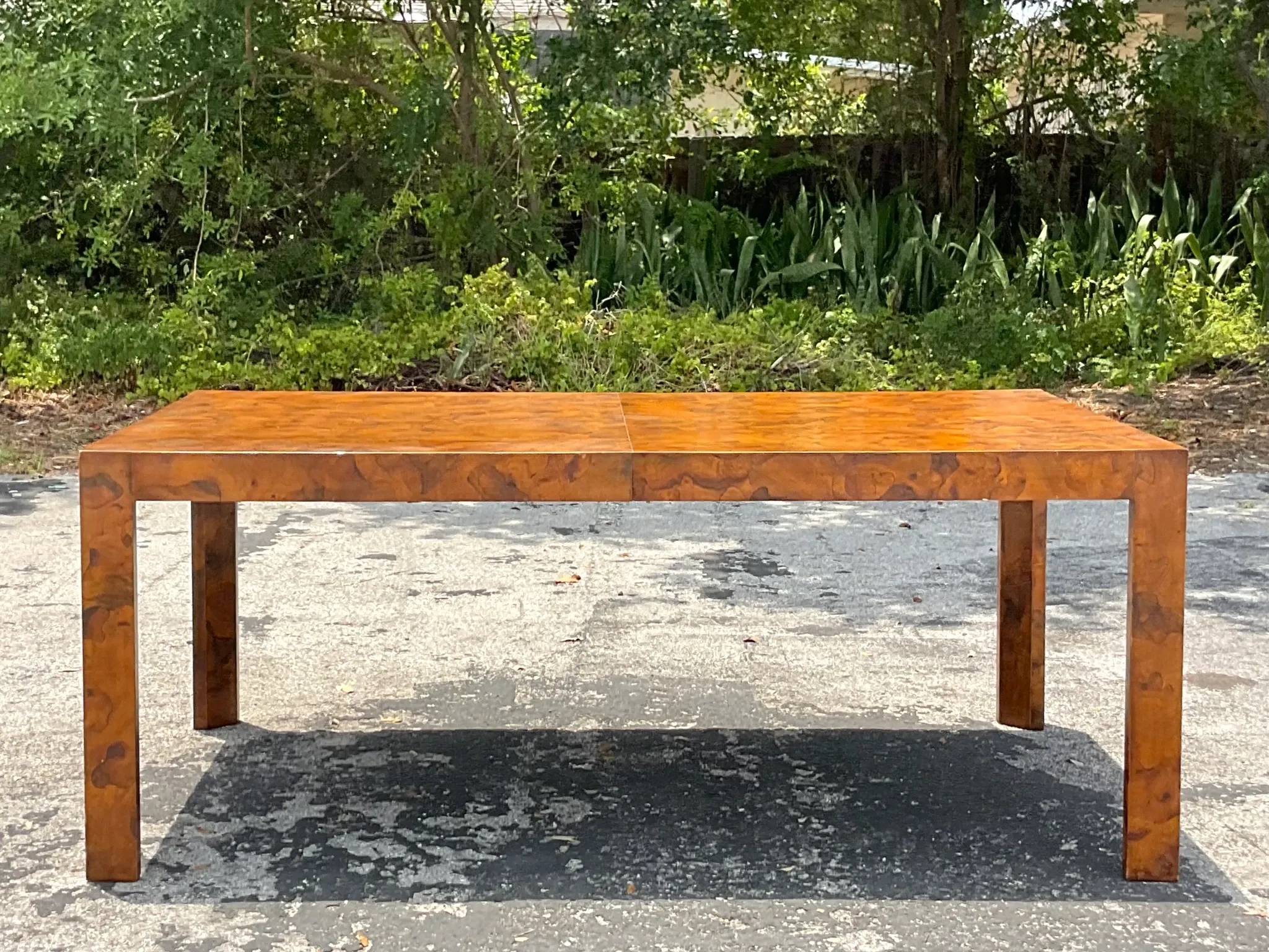 Mid 20th Century Vintage Italian Olive Burl Wood Extendable Dining Table — additional photo 4