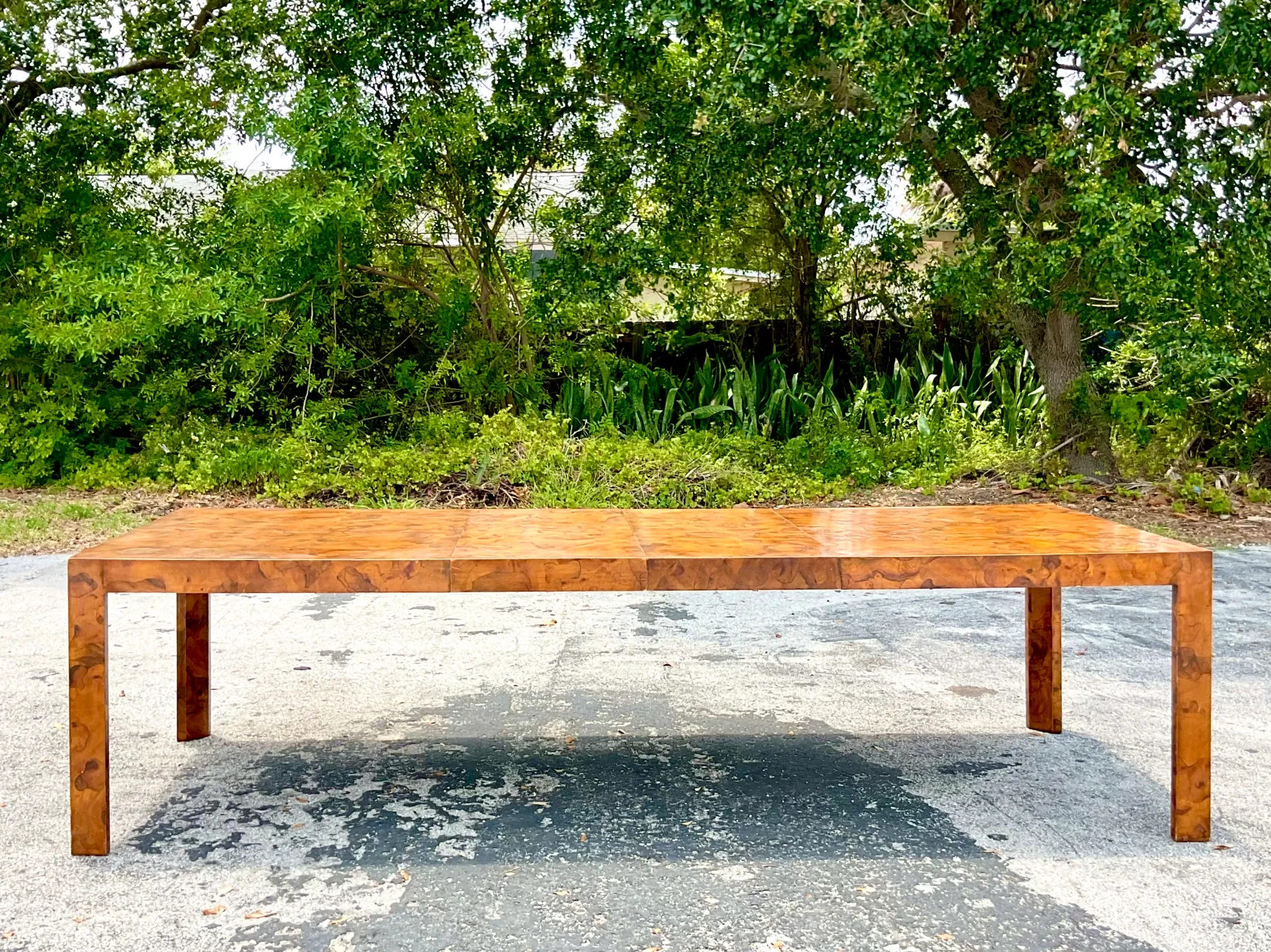 Mid 20th Century Vintage Italian Olive Burl Wood Extendable Dining Table — additional photo 5