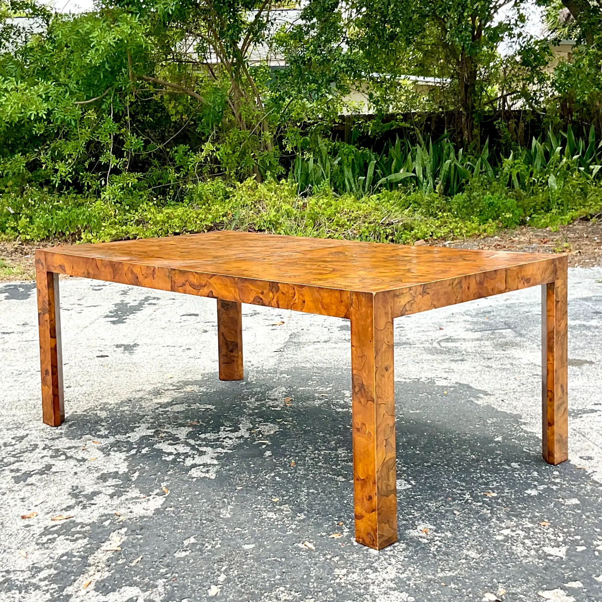 Mid 20th Century Vintage Italian Olive Burl Wood Extendable Dining Table — additional photo 6