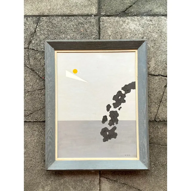 Mid 20th Century Vintage MCM Original Abstract Oil on Board — additional photo 3