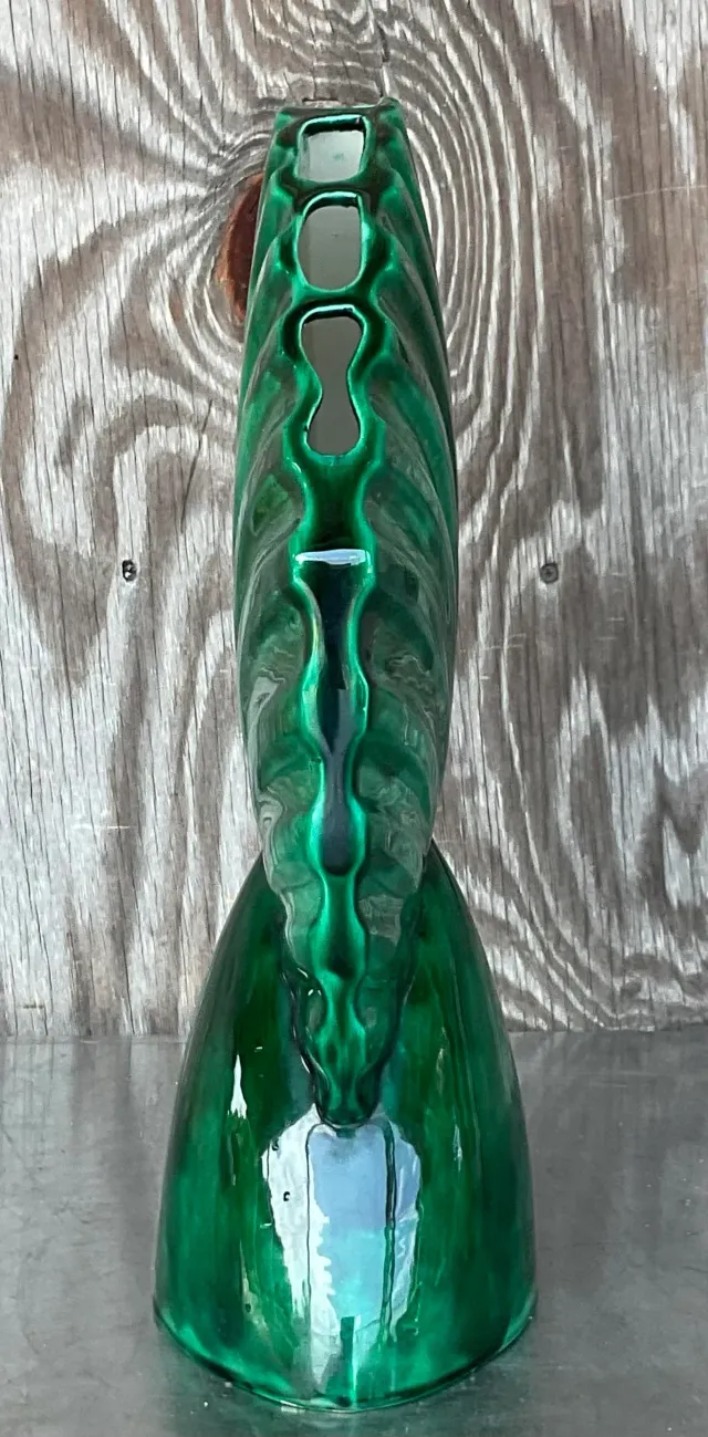 Mid 20th Century Vintage Mid-Century Modern Glazed Ceramic Gladiola Vase — additional photo 1