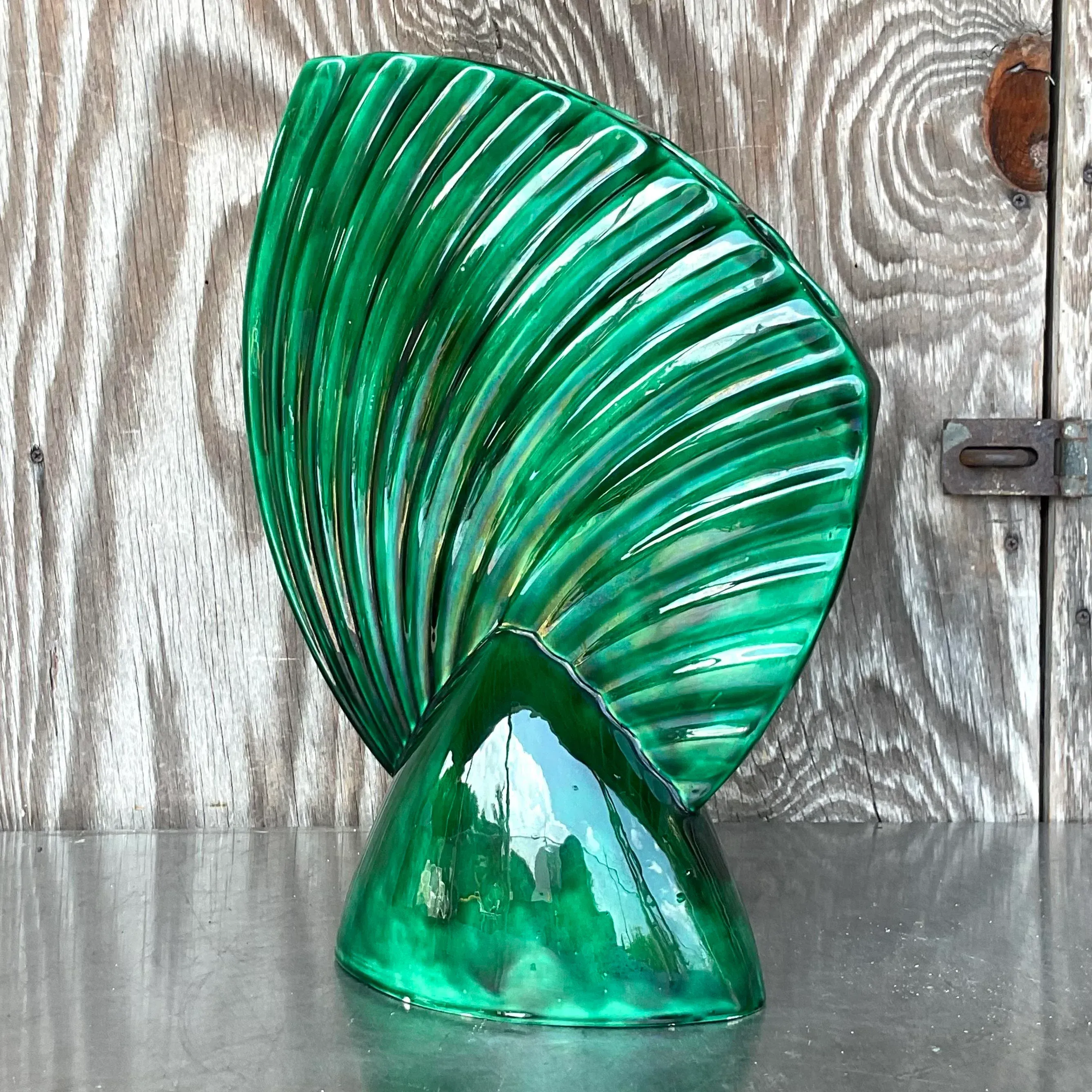 Mid 20th Century Vintage Mid-Century Modern Glazed Ceramic Gladiola Vase — additional photo 2