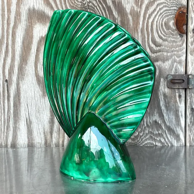 Mid 20th Century Vintage Mid-Century Modern Glazed Ceramic Gladiola Vase — additional photo 2