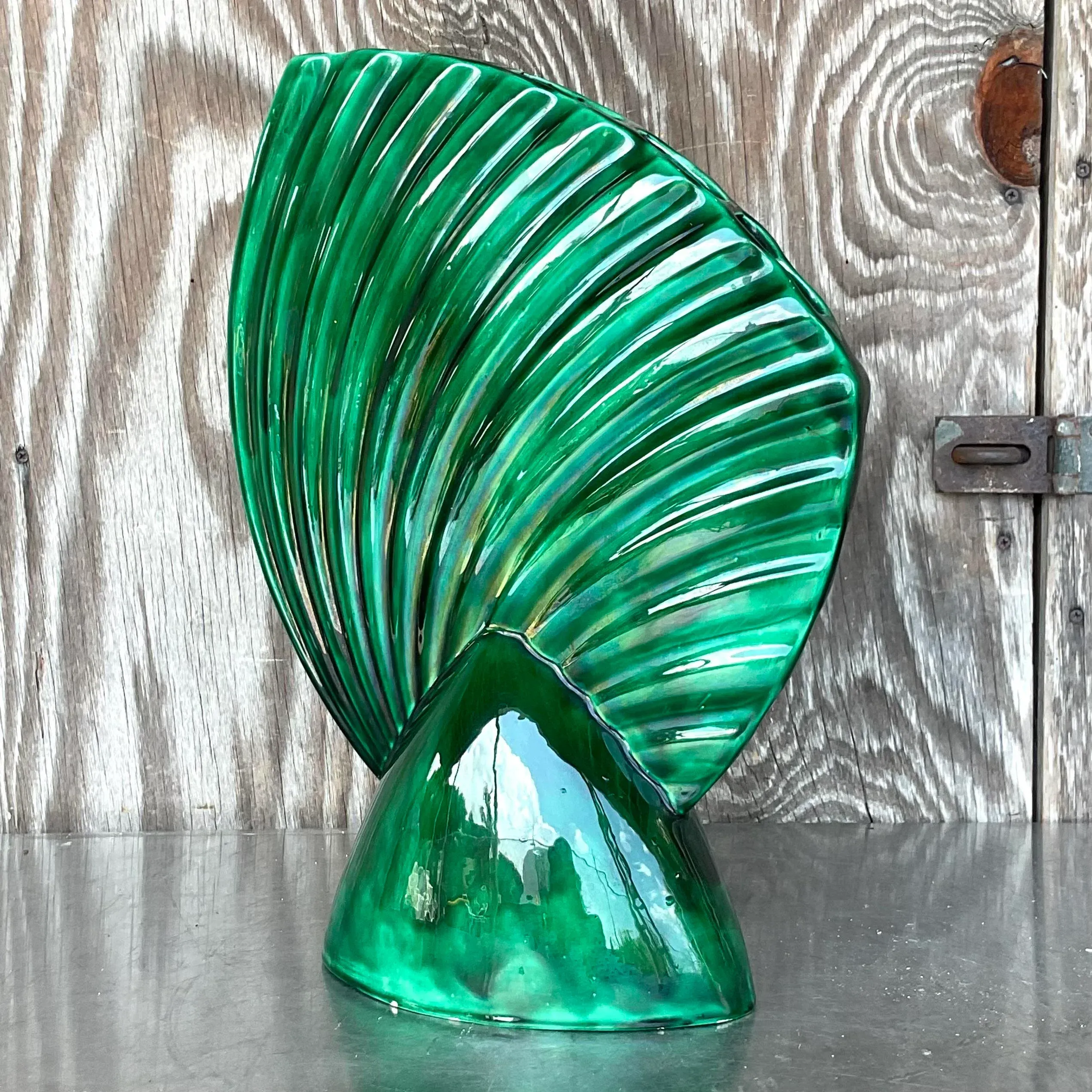 Mid 20th Century Vintage Mid-Century Modern Glazed Ceramic Gladiola Vase — additional photo 3
