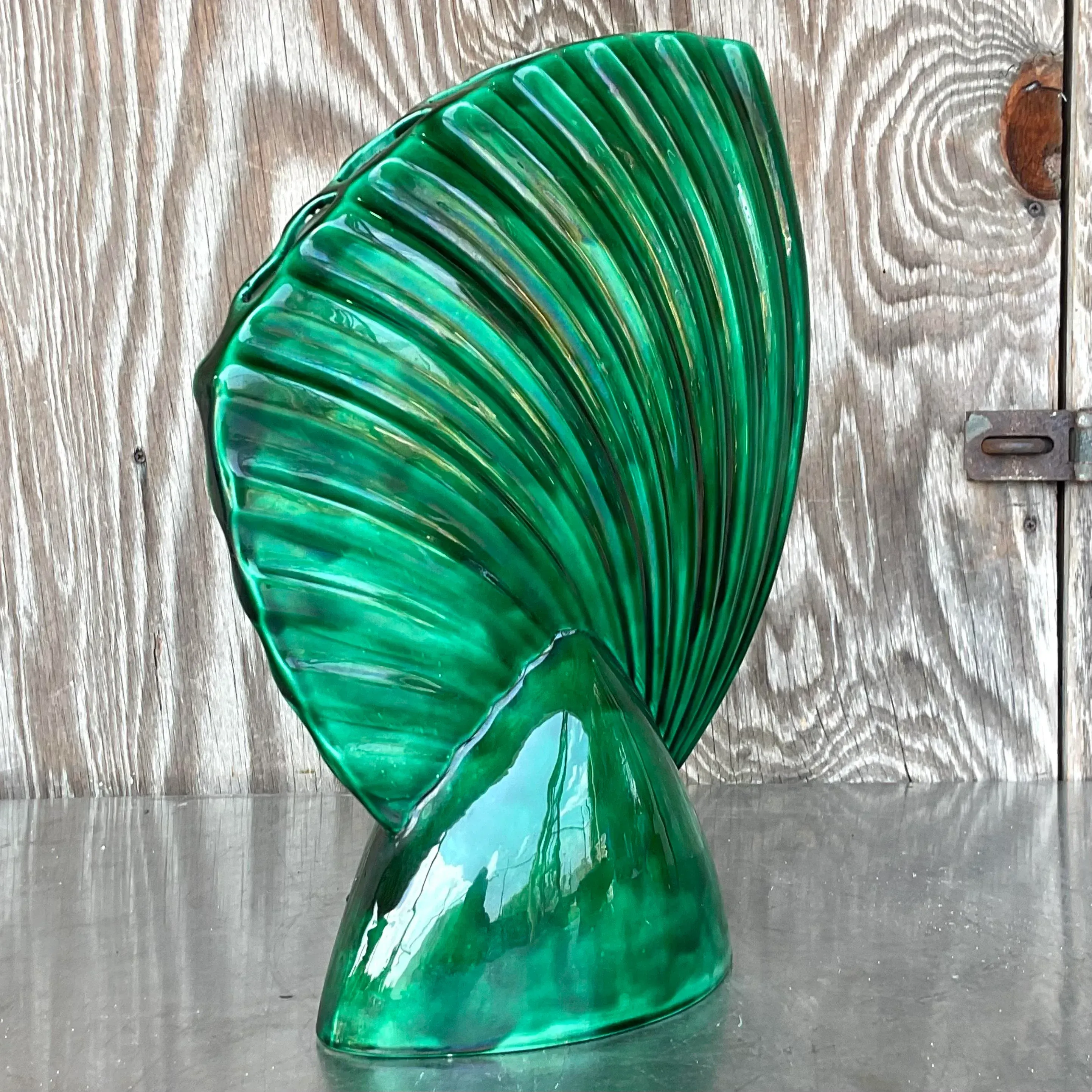Mid 20th Century Vintage Mid-Century Modern Glazed Ceramic Gladiola Vase — additional photo 6