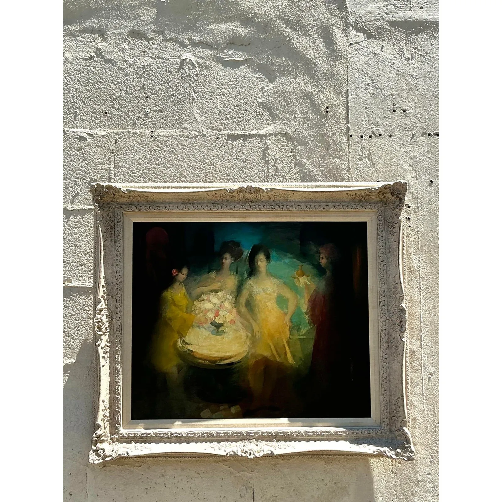 Mid 20th Century Vintage Regency Original Figurative Oil on Canvas — additional photo 2