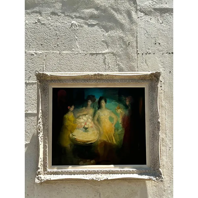 Mid 20th Century Vintage Regency Original Figurative Oil on Canvas — additional photo 2
