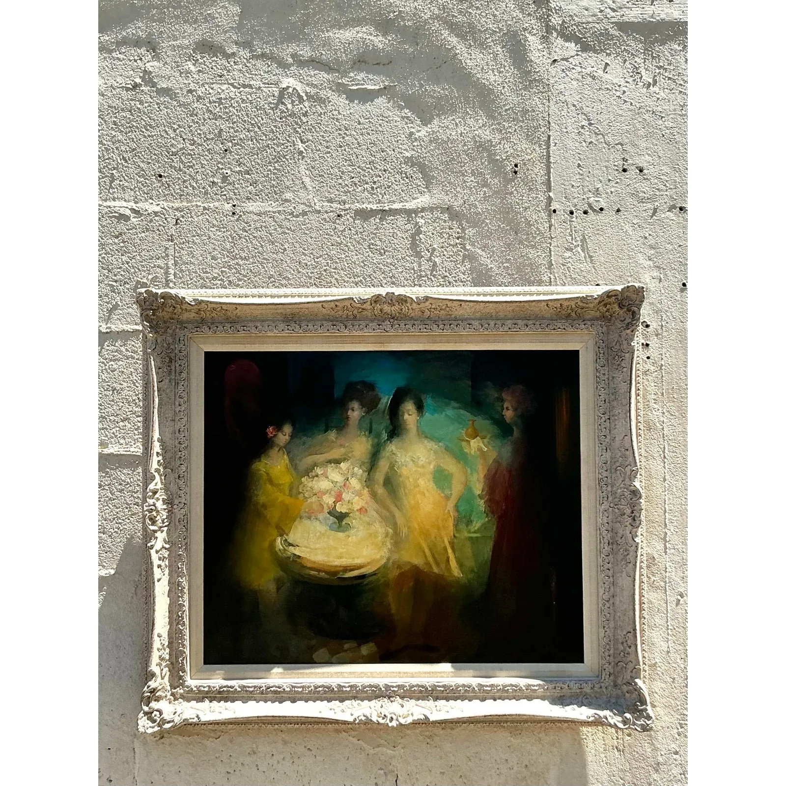 Mid 20th Century Vintage Regency Original Figurative Oil on Canvas — additional photo 3