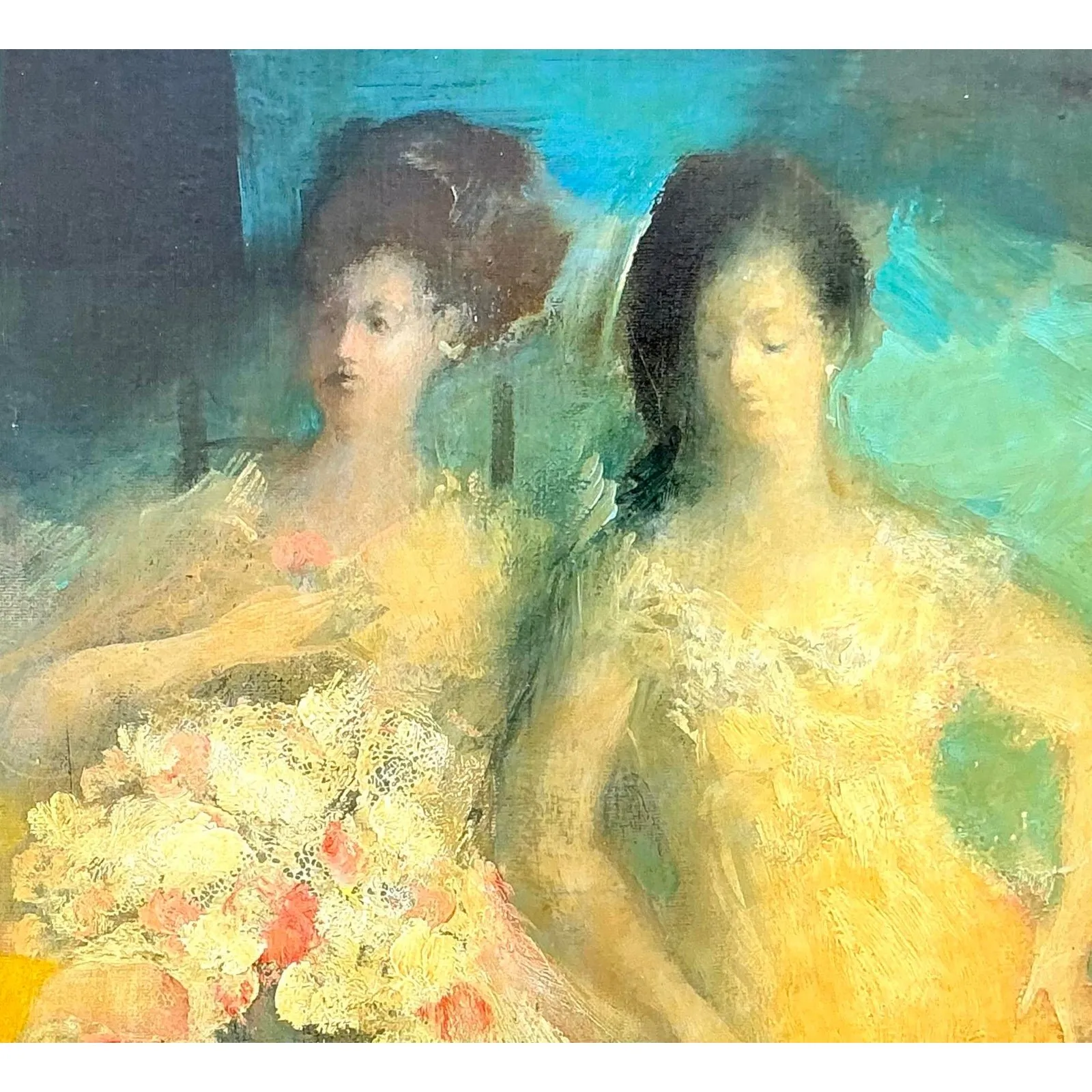 Mid 20th Century Vintage Regency Original Figurative Oil on Canvas — additional photo 5