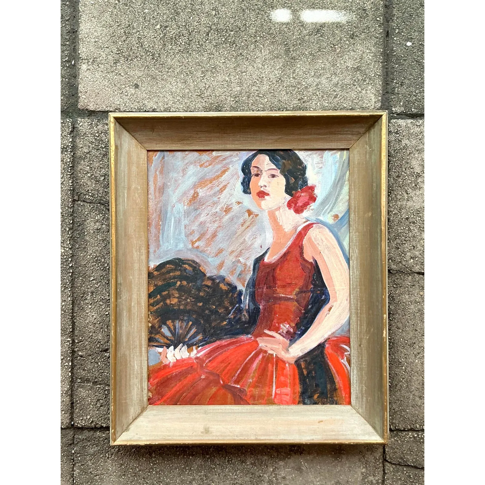 Mid 20th Century Vintage Regency Original Flamenco Dancer Oil on Board — additional photo 2