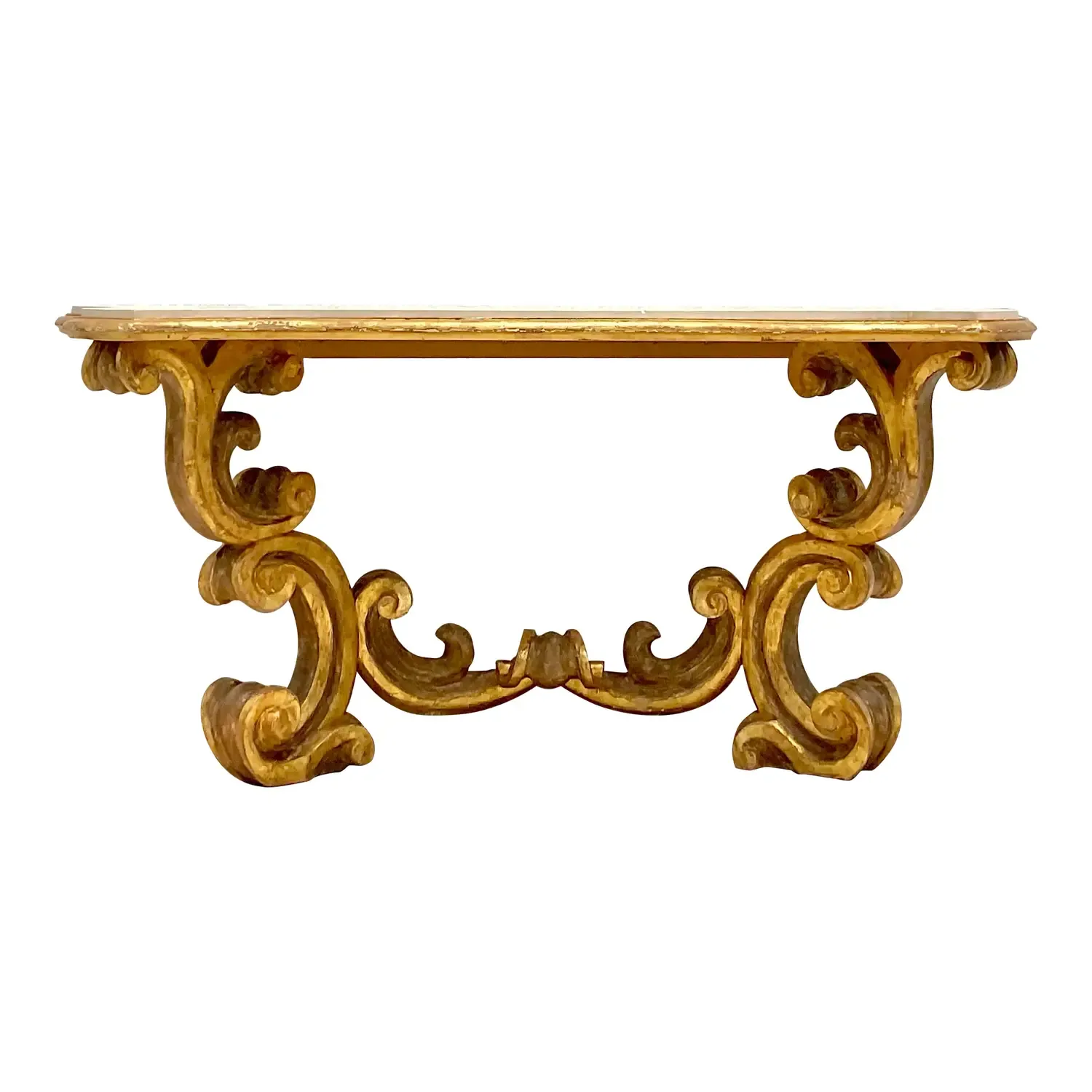 Mid 20th Century Vintage Rococo Gilt Wall Mount Console Table — additional photo 1