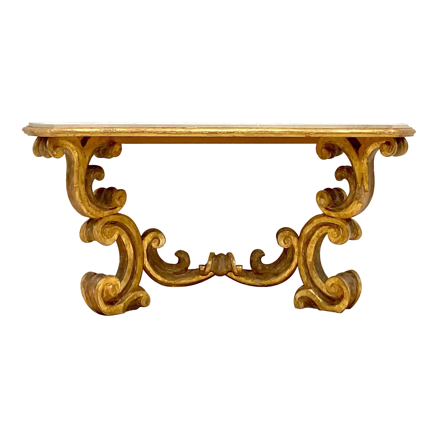 Mid 20th Century Vintage Rococo Gilt Wall Mount Console Table — additional photo 3