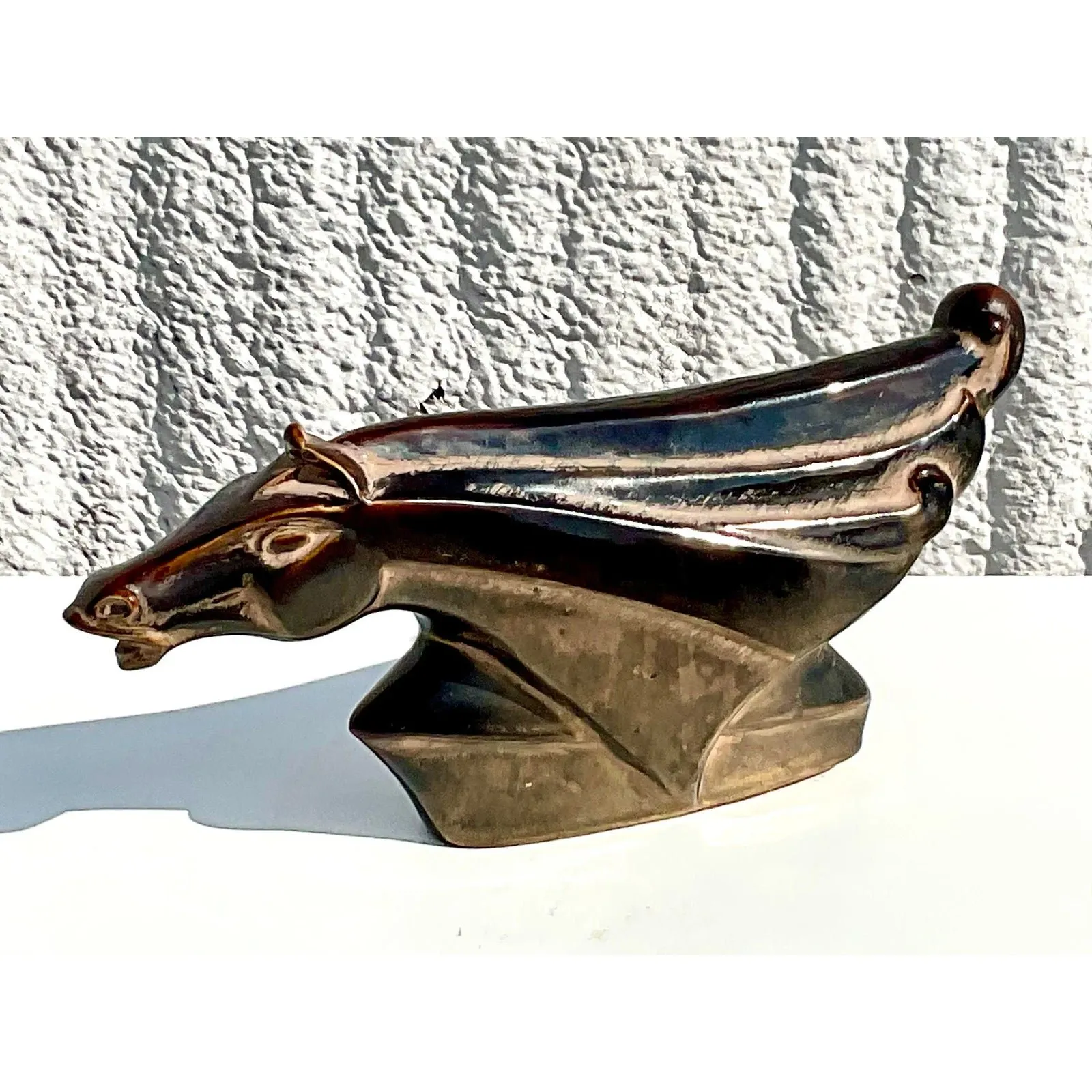 Midcentury Art Deco Style Glazed Ceramic Horse Lamp — additional photo 1
