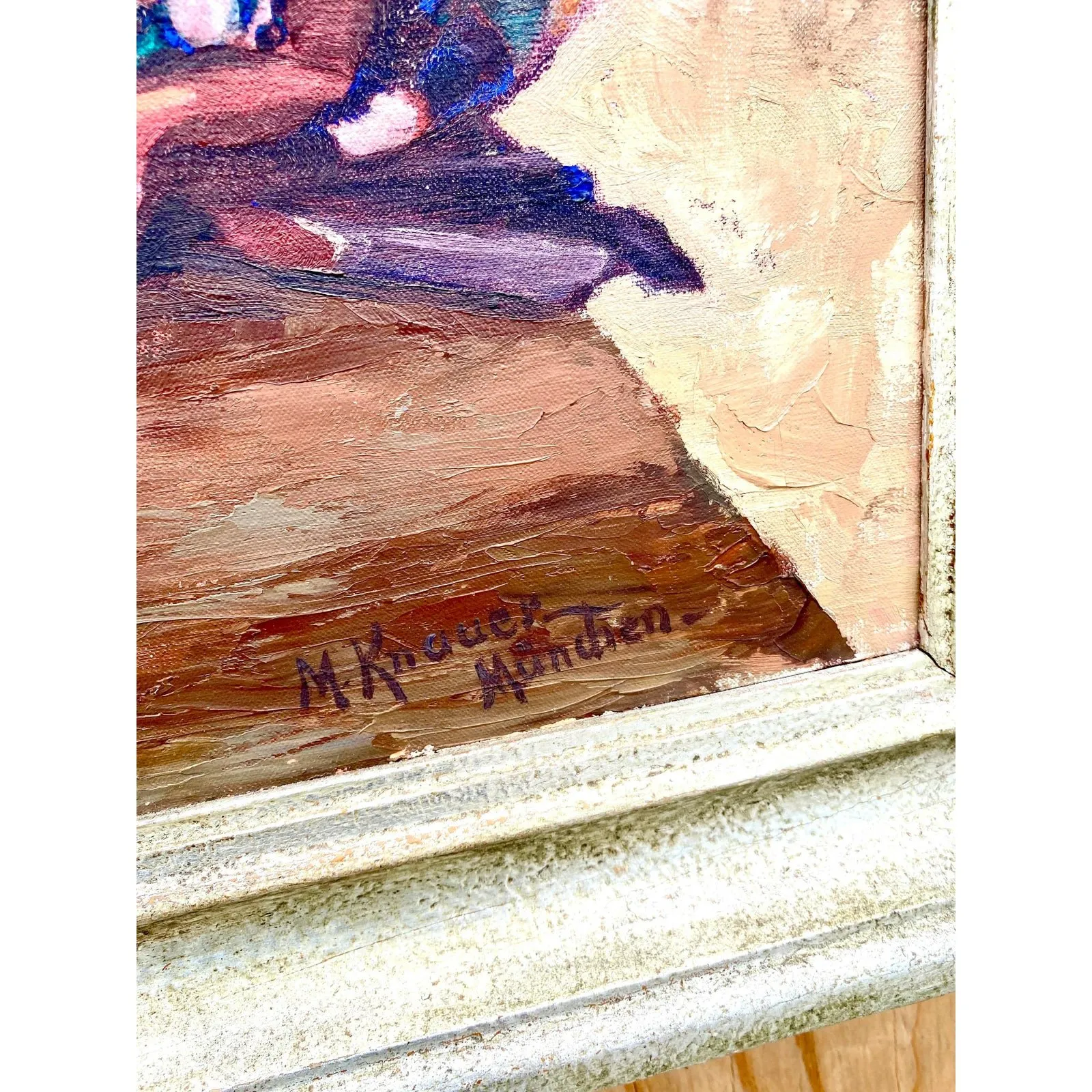 Midcentury Signed Original Floral Oil Painting — additional photo 2