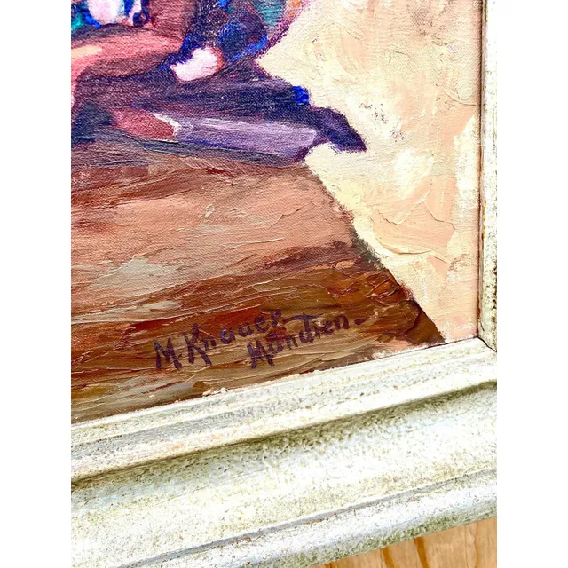 Midcentury Signed Original Floral Oil Painting — additional photo 2