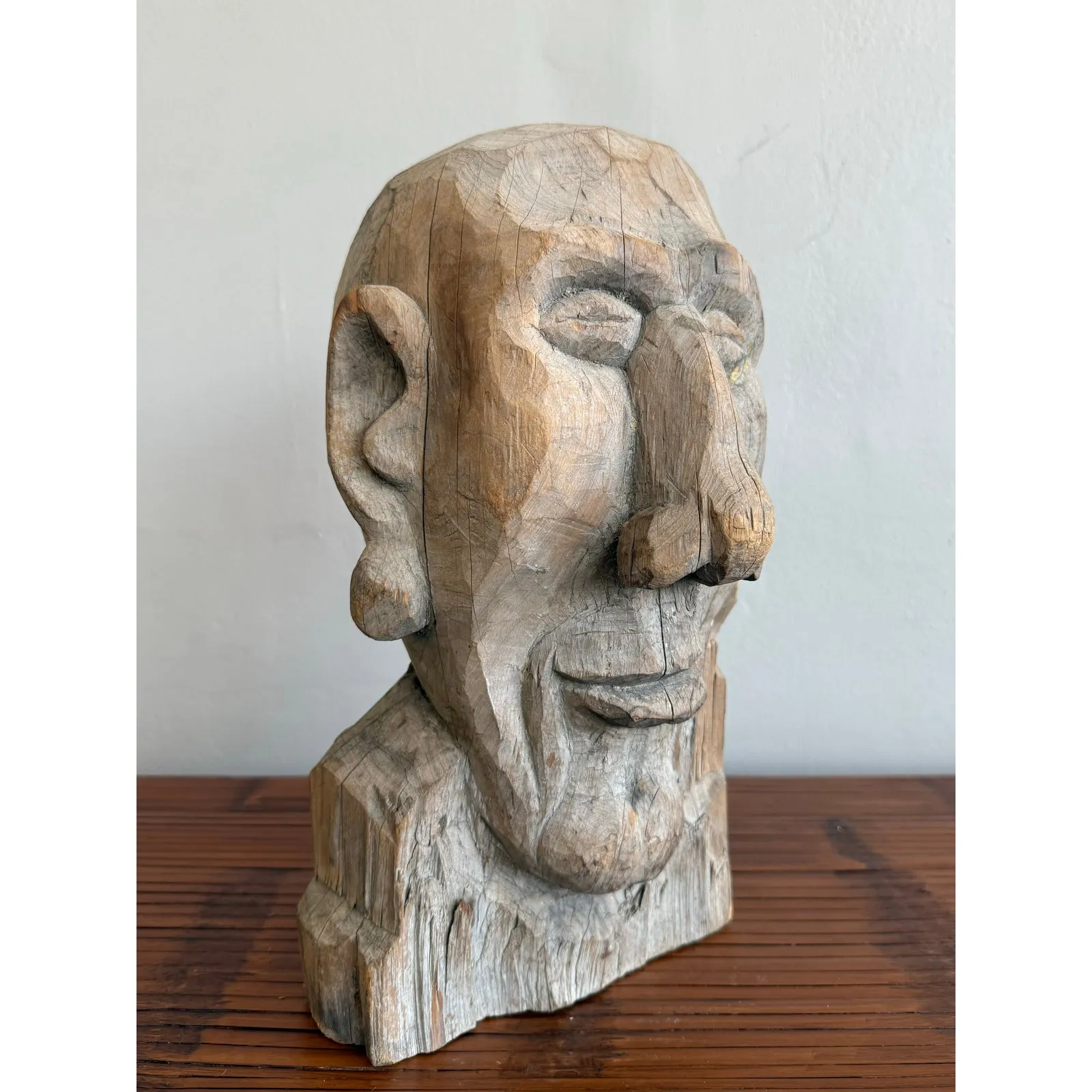 Primitive Boho Hand-Carved Wood Bust — additional photo 1