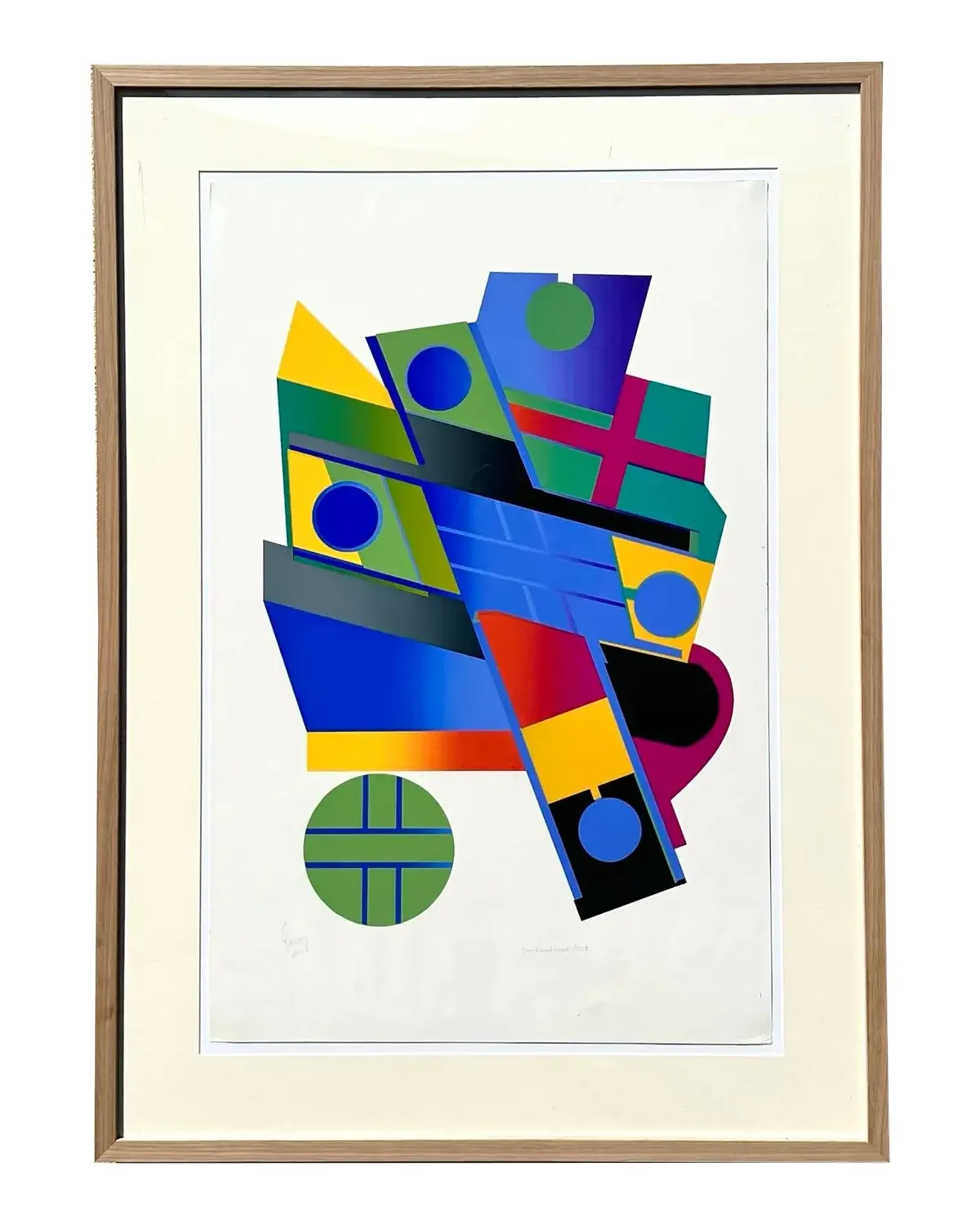 Vintage 1970s Abstract Geometric Lithograph
