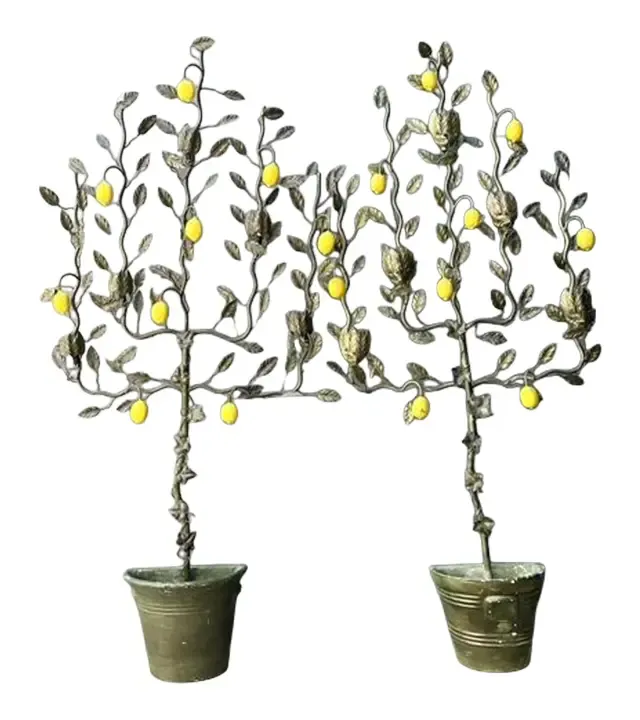 Vintage Italian Lemon Tole Tree Lights - A Pair