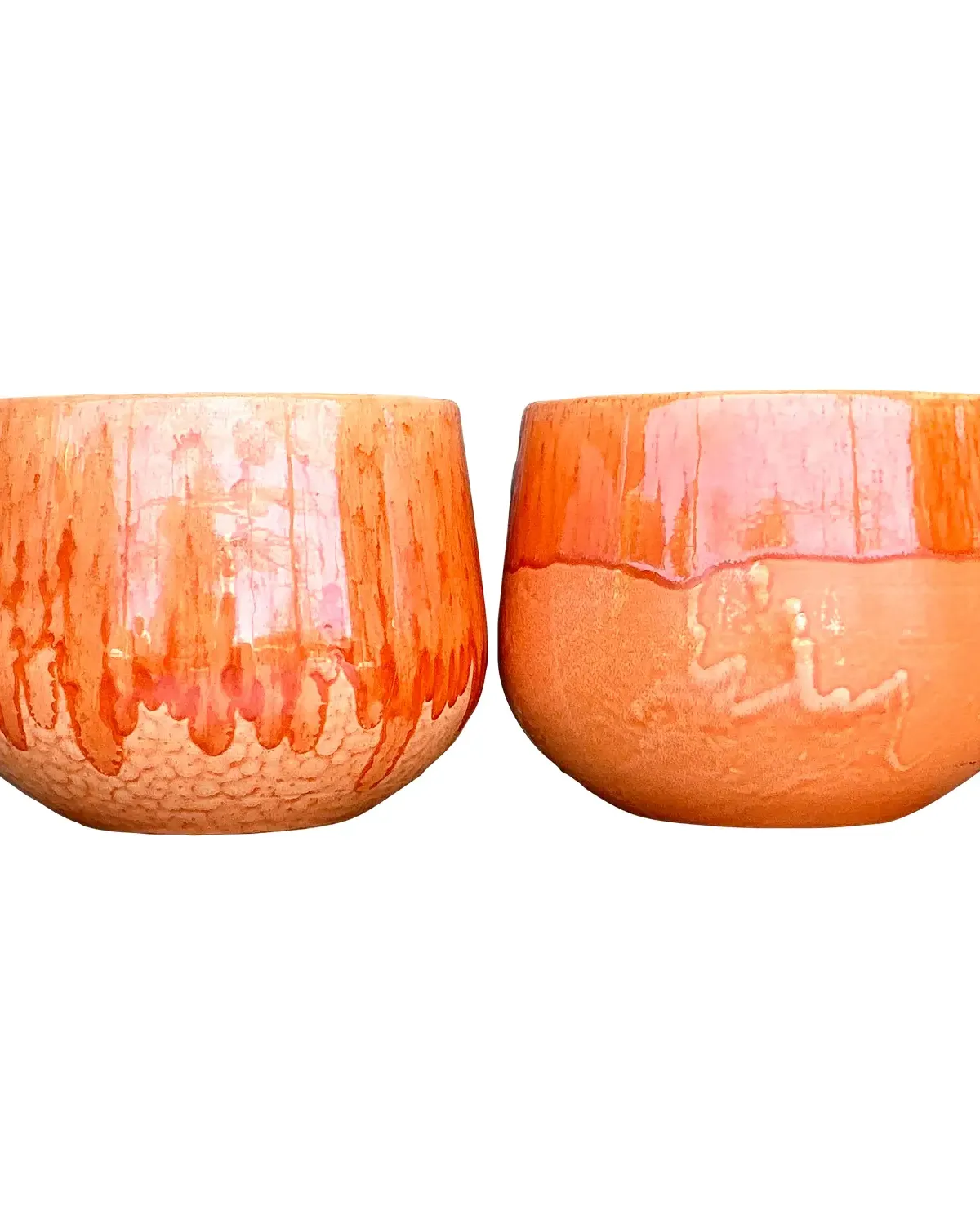 Vintage Boho Glazed Ceramic Bowls - Set of 2