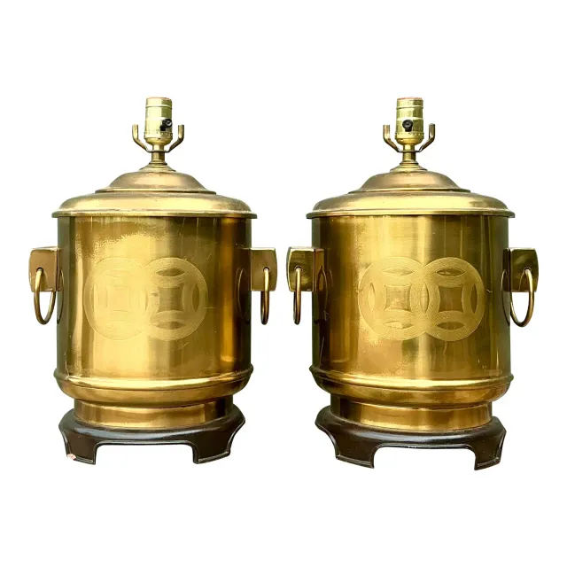 Vintage Brass Medallion Ring Lamps - A Pair — additional photo 1