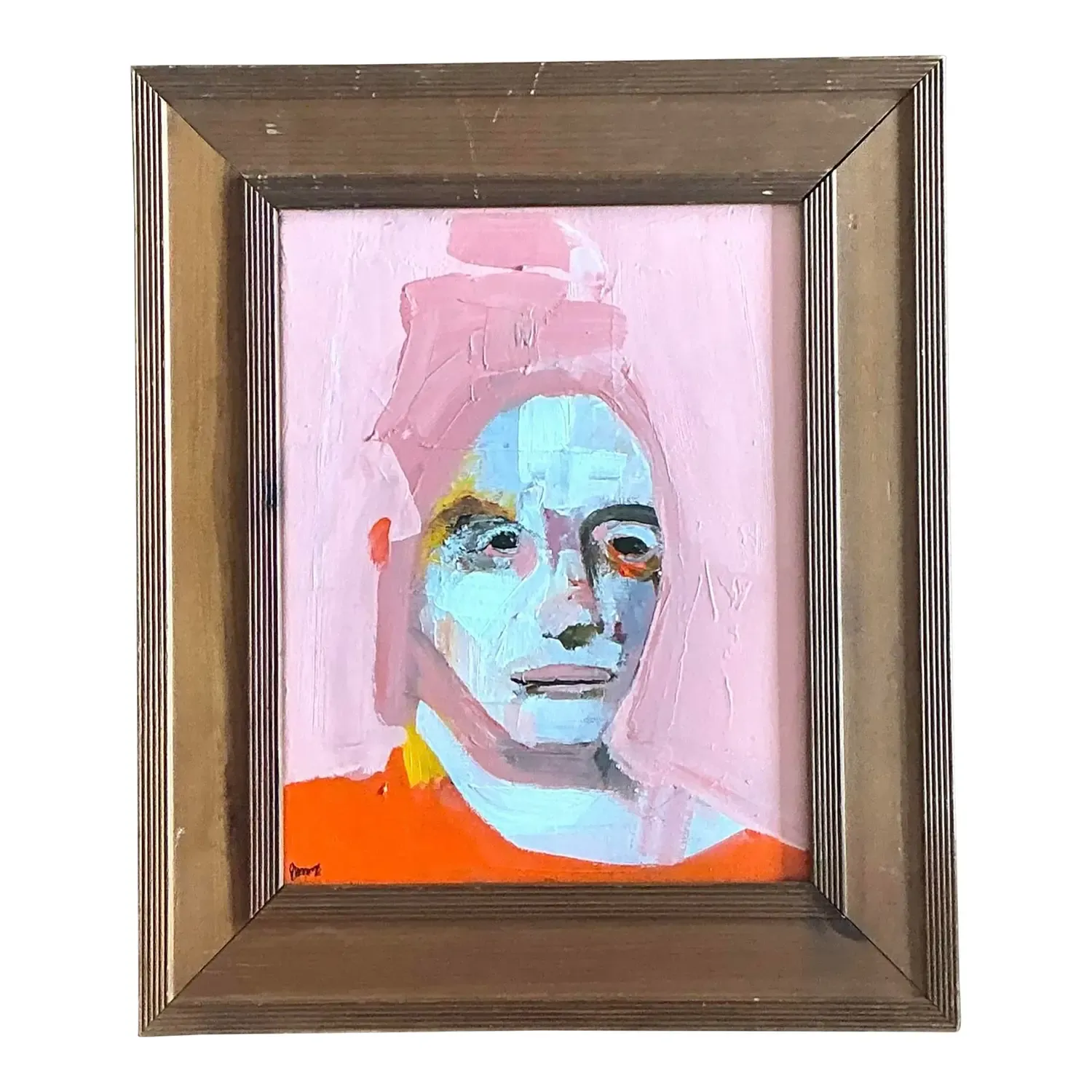 Vintage Original Abstract Figurative Oil Portrait on Canvas — additional photo 1