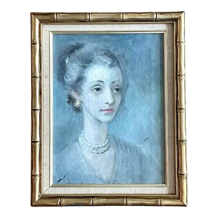 Vintage Original Portrait of Woman on Canvas — additional photo 1