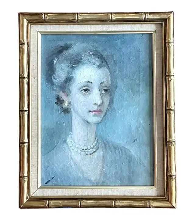 Vintage Original Portrait of Woman on Canvas
