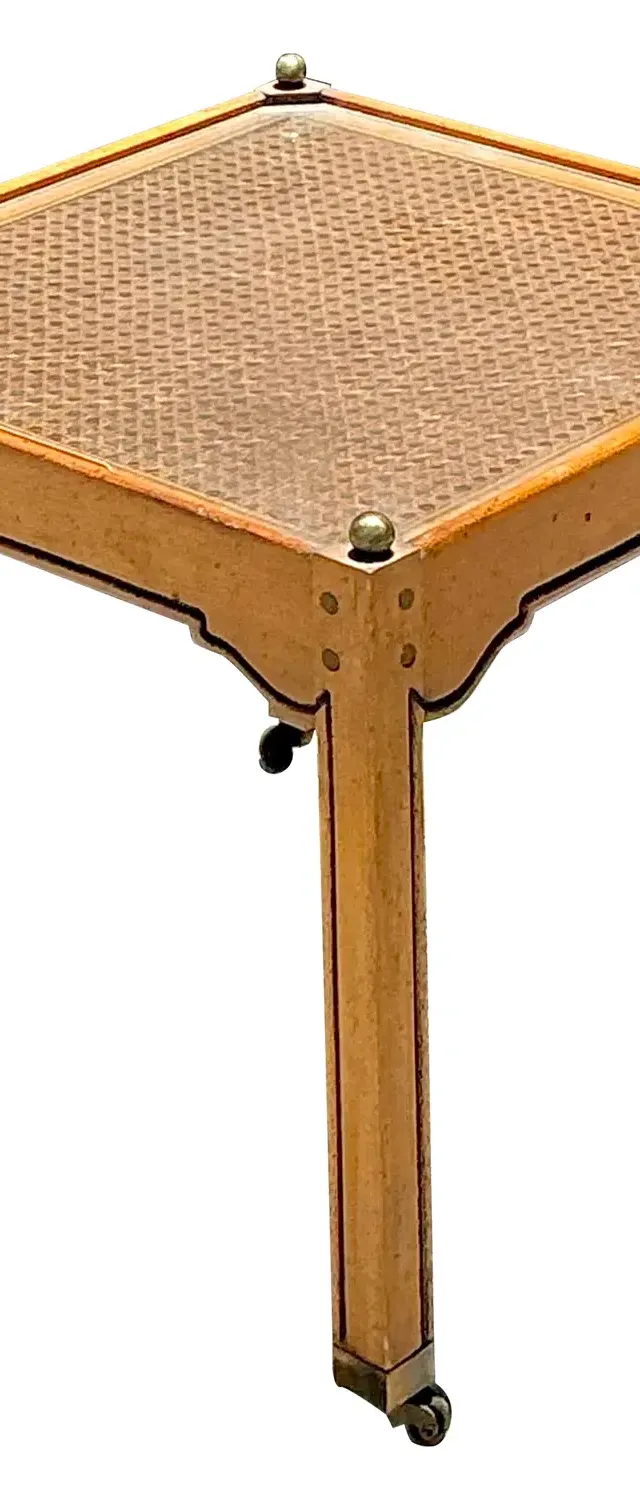 Vintage Brass Detail Cane Inset Drinks Table