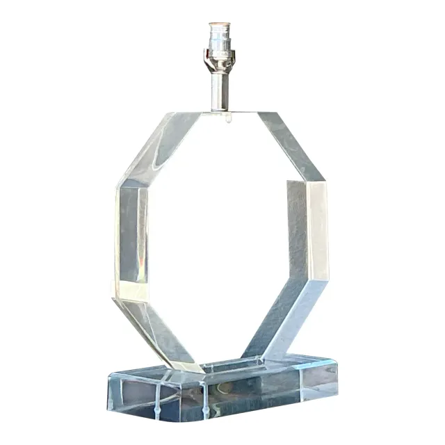 Vintage Slab Lucite Octagon Lamp — additional photo 1