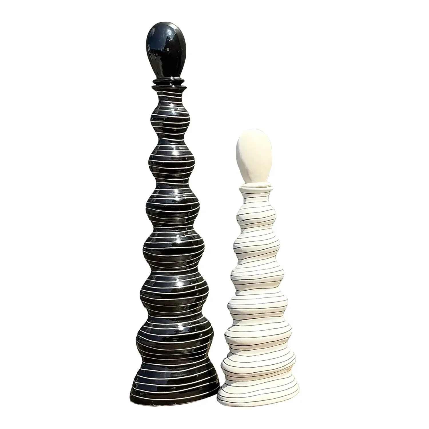 Vintage Tall Striped Studio Pottery Vases - Set of 2 — additional photo 1