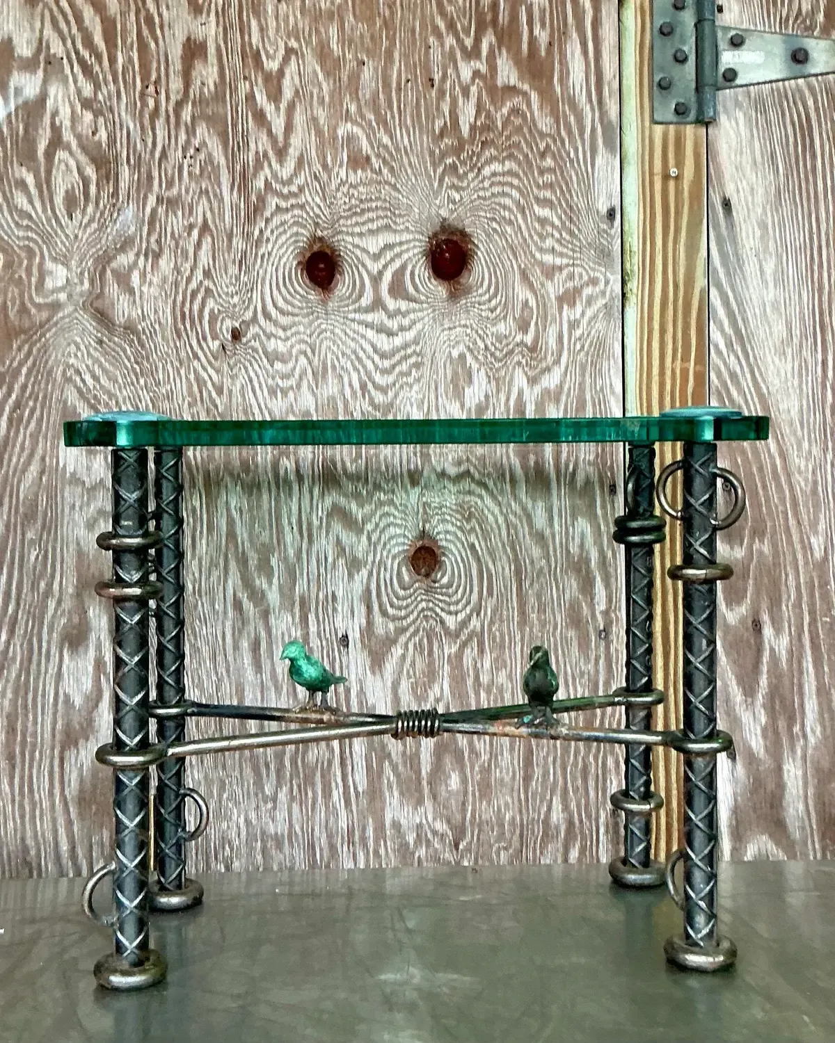 Vintage Boho Ilana Goor Rebar Birds Side Table — additional photo 1