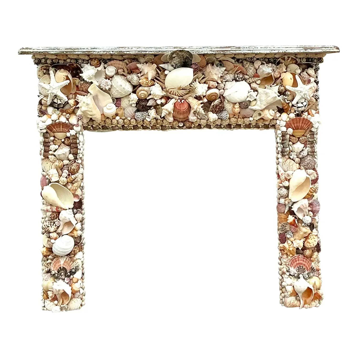 Vintage Boho Shell Encrusted Fireplace Surround - Shell, 60W x 51H — additional photo 1
